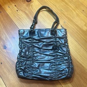 Michael Kors Gray Metallic Ruched Shoulder Bag